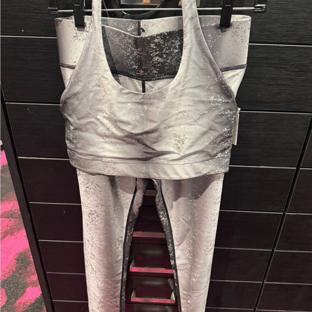 Varley Silver Activewear Set with metallic accents